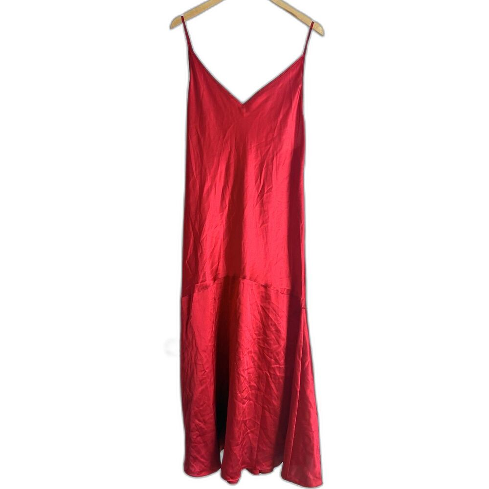Vintage Victoria’s Secret Collection Red Silk Slip Dress Midi Long Size Medium